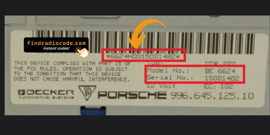 Porsche Becker serial number label location